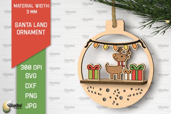 Download Santa Land Ornament Laser Cut Design - Premium Bundle
