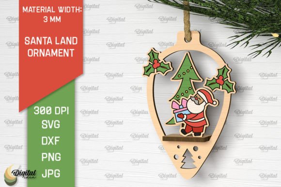 Download Santa Land Ornament Laser Cut Design - Premium Resources