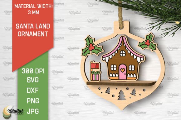 Download Santa Land Ornament Laser Cut Design - Premium Bundle