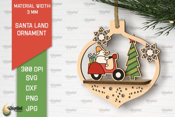 Download Santa Land Ornament Laser Cut Design - Premium Resources