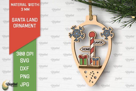 Download Santa Land Ornament Laser Cut Design - Premium Resources